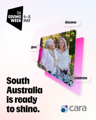 💛 Generosity makes our work possible 💛
Through the support of our community, Cara is able to support people with disability to live lives full of joy, purpose and belonging.This SA Giving Week (4–8 May), we’re celebrating the power of giving and the incredible role our community plays in strengthening lives and connections across South Australia.Want to make a lasting difference?
Become a regular giver and help create more everyday moments that matter.
👉 Link in bio to donate#Cara #SAGivingWeek #GenerosityInAction #Community